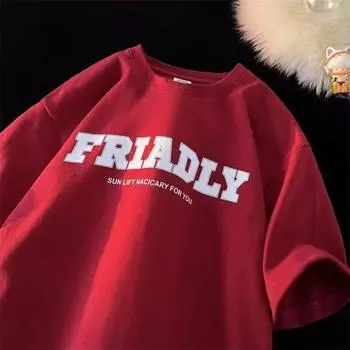 Футболка с коротким рукавом мужская модная брендовая летняя свободная с рукавом пять четвертей модная в стиле минимализма с принтом S чёрный