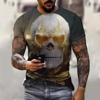 Футболка с коротким рукавом мужская одежда летние футболки с круглым вырезом большие размеры мужские простые 3D футболки S