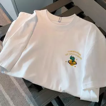 Футболка с коротким рукавом, мужская, с круглым вырезом, модный брендовый принт, короткий рукав, весна-лето, чистый хлопок, пара, молодежная свободная рубашка, топ XXL