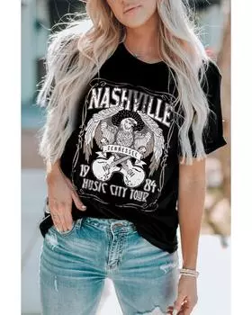 Футболка с коротким рукавом с графическим принтом орла Azura Exchange S чёрный