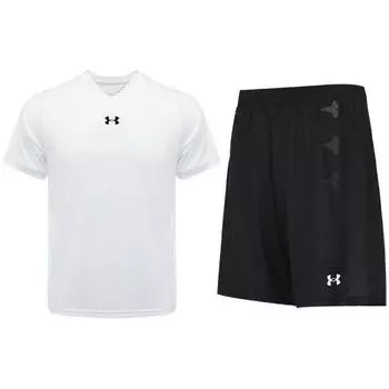 Футболка с коротким рукавом с принтом логотипа Under Armour, дышащая, баскетбольная, тренировочная, трикотажные шорты, повседневный спортивный комплект, комплекты унисекс 21500531-100+21500206-001 5XL
