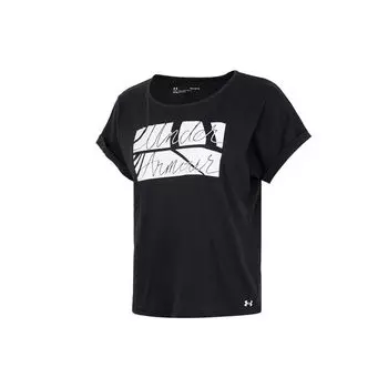 Футболка с коротким рукавом Under Armour Letter Pattern Printed Running Training Fitness, женская, черная 1363494-001 M