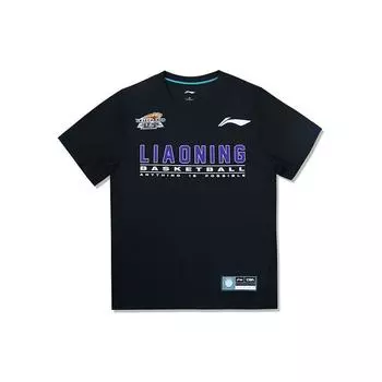 Футболка с коротким рукавом унисекс из баскетбольной команды Li Ning Professional Basketball Series CBA Liaoning Benxi, черная ATSR627-2 L