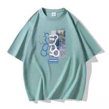 Футболка с короткими рукавами Cute Bear для мужчин, 100% хлопок, повседневная футболка, большой размер S