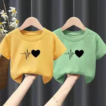 Футболка с короткими рукавами для девочек, летняя новинка, белый топ для мальчиков, летняя модная одежда для больших детей, одежда для девочек 3T(100cm)