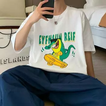 Футболка с короткими рукавами для мужчин 2024 года, модная, с рукавом пять дюймов, универсальная, повседневная, свободная, студенческая, с короткими рукавами, повседневная, модная, с принтом M чёрный