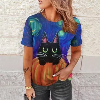 Футболка с короткими рукавами для мужчин и женщин с цифровым принтом Creative Animal 3D S