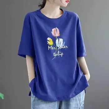 Футболка с короткими рукавами для отдыха и творчества, новый летний стиль, свободная и универсальная, модная, большого размера. M зелёный