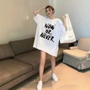 Футболка с короткими рукавами для женщин, новая летняя свободная и универсальная нижняя одежда, топ средней длины M серый