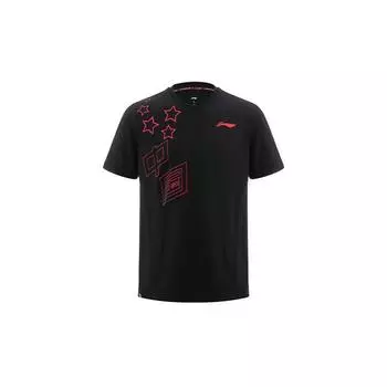 Футболка с короткими рукавами и буквенным принтом Li Ning, унисекс, черный цвет AHST363-3 M