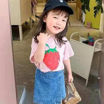 Футболка с короткими рукавами и фруктами для девочек 130