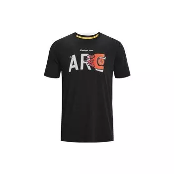 Футболка с короткими рукавами и круглым вырезом Under Armour с буквенным принтом, мужские топы, черные 1376804-001 M