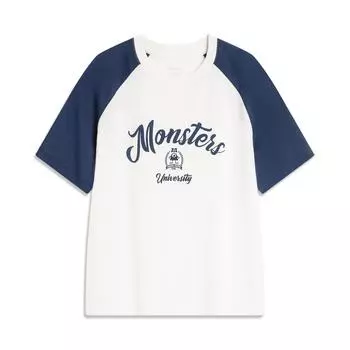 Футболка с короткими рукавами и круглым вырезом Li Ning X Disney Monsters University Collaboration Sports Lifestyle Series с буквенным узором AHSU488-1 S