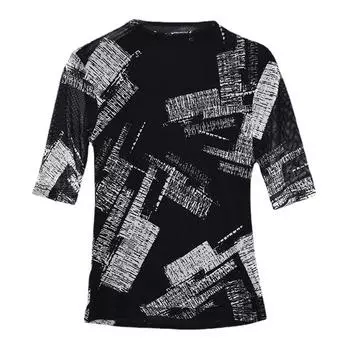 Футболка с короткими рукавами и небольшим средним вырезом для женщин, женская сетчатая рубашка, летний новый стиль, утягивающий и женственный топ с узором «зебра» M