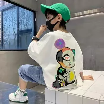 Футболка с короткими рукавами и принтом аниме для детей ZTZ0151 - 180 г чистого хлопка 140