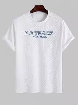 Футболка с короткими рукавами и вышитыми буквами ZAFUL NO TEARS S белый