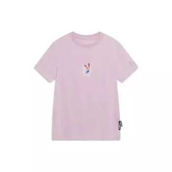 Футболка с короткими рукавами и вышивкой из мультфильма «Зверополис», коллаборация Li Ning X Disney, женские топы нежно-розового цвета AHST278-4 S