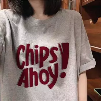 Футболка с короткими рукавами из хлопка в уличном стиле для женщин, свободные универсальные летние футболки в гонконгском стиле с короткими рукавами и большим размером, женские M