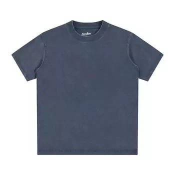 Футболка с короткими рукавами из хлопковой ткани с однотонной основой и защитой от морщин в стиле ретро для мужчин и женщин M