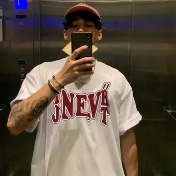 Футболка с короткими рукавами, модная брендовая свободная футболка для пар, унисекс, футболка с половиной рукавов, топ 2024 M чёрный