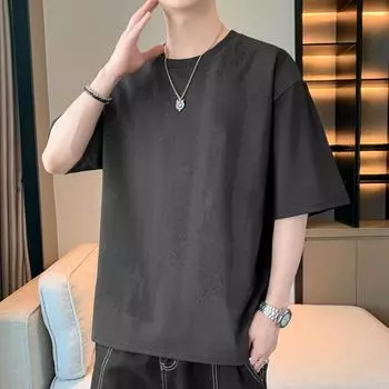 Футболка с короткими рукавами, модная повседневная мужская свободная футболка с принтом внизу 8XL