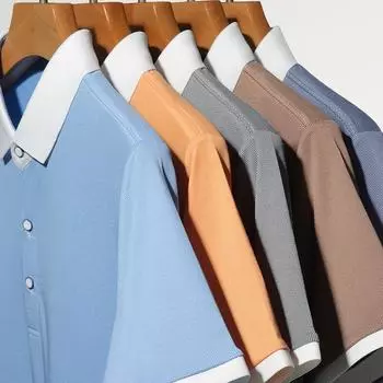 Футболка с короткими рукавами, мужская летняя хлопковая тонкая деловая повседневная футболка, подходящая по цвету простая рубашка-поло с коротким рукавом для мужчин M