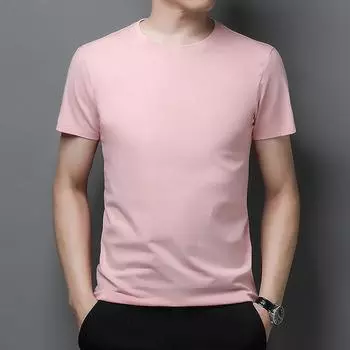 Футболка с короткими рукавами, мужская летняя новая, из длинноволокнистого хлопка, с круглым вырезом, чисто белая рубашка большого размера с короткими рукавами M