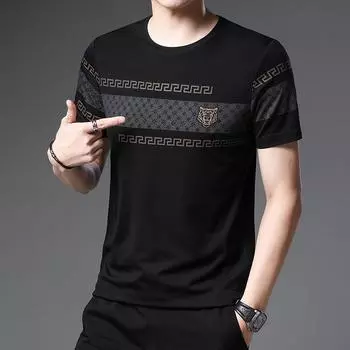 Футболка с короткими рукавами, мужская летняя новая мужская повседневная тонкая футболка с круглым вырезом для молодежи и среднего возраста с принтом M