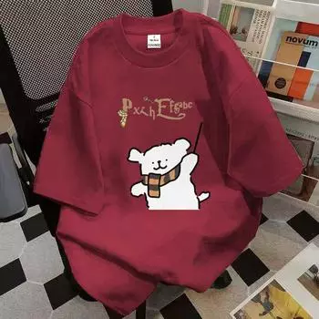 Футболка с короткими рукавами, женская, хлопковая, с рисунком из мультфильмов, популярная летняя футболка с коротким рукавом XS