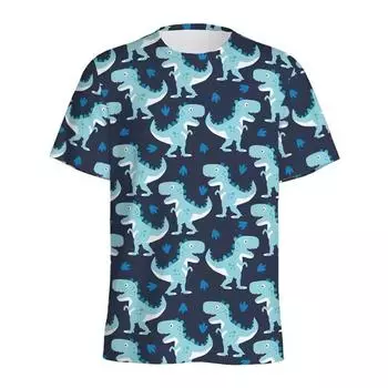 Футболка с красочным рисунком динозавра для мужчин, футболка с 3D-принтом и изображением животных из мультфильмов, летние повседневные футболки с короткими рукавами и круглым вырезом S