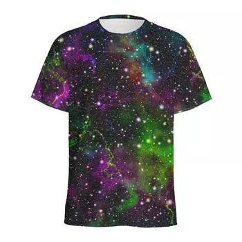 Футболка с красочным рисунком галактики и космоса для мужчин, с круглым вырезом и коротким рукавом, с принтом вселенной и звездного неба, футболки, топы, женская свободная футболка S