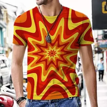Футболка с красочным визуальным узором и 3D принтом, креативная картина с граффити, с короткими рукавами, модная персонализированная одежда с половиной рукавов S