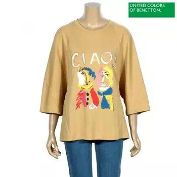 Футболка с круглым диагональным принтом BeneTTon BeneTTon baTS17211 Bg beige/42