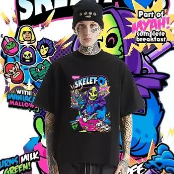 Футболка с круглым воротником, свободная футболка большого размера, ретро-футболки в стиле Харадзюку и рэп, дизайнерские топы из хлопка, одежда унисекс для активного отдыха S бежевый