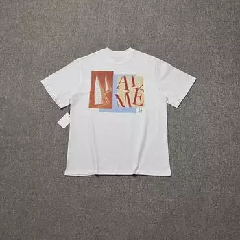 Футболка с круглым вырезом ALD Hip Hop High Street Patterned - унисекс с коротким рукавом для лета Large белый