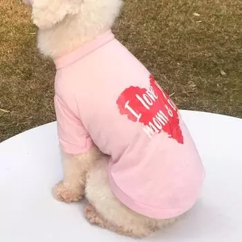 Футболка с круглым вырезом для домашних животных, удобный полиэстер, хлопок, принт «любовь, мама, папа, собака» XS серый