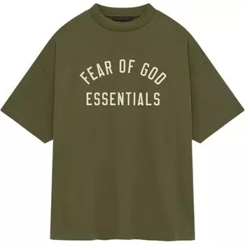 Футболка с круглым вырезом Fear of God Essentials, армейские мужские топы, зеленая 125BT244195F L