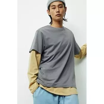 Футболка с круглым вырезом HM Regular Fit, темно-серая