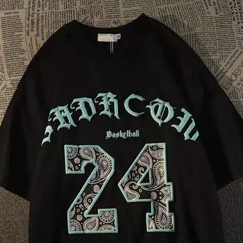 Футболка с круглым вырезом и цифровым принтом пейсли для мужчин и женщин, уличная одежда в стиле ретро, летняя модная тенденция, повседневный удобный топ с короткими рукавами для пар, Harajuku M белый