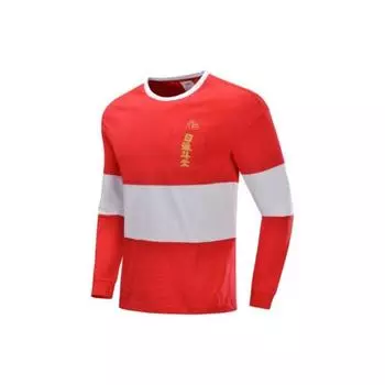 Футболка с круглым вырезом и длинным рукавом Li Ning с фирменным принтом и цветным блоком, мужские топы, красные AHSQ023-2 S