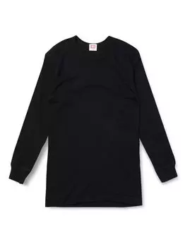 Футболка с круглым вырезом и длинными рукавами из хлопка Cottonwarm, черная, с начесом, L [BVD], 100% мужская
