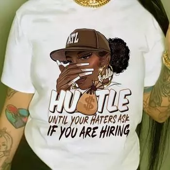 Футболка с круглым вырезом и графическим принтом и буквами, повседневный летний топ с коротким рукавом, женская одежда S