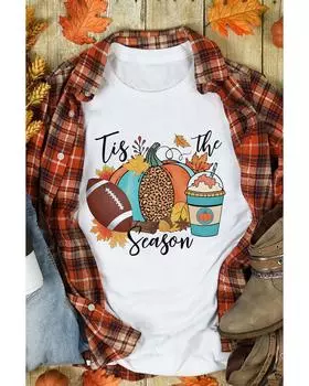 Футболка с круглым вырезом и графическим принтом тыквы Azura Exchange XL белый