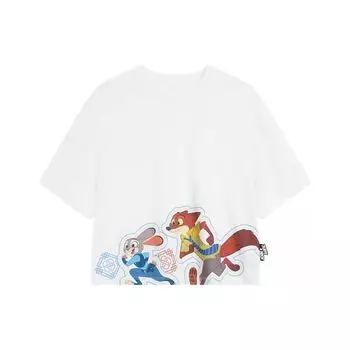 Футболка с круглым вырезом и коротким рукавом в стиле коллаборации Li Ning X Disney, женские топы белого цвета AHST274-1 XL