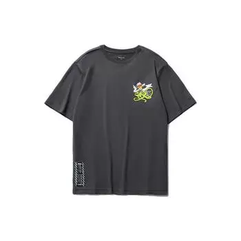 Футболка с круглым вырезом и короткими рукавами Li Ning x Disney, топы унисекс, черный, серый AHSR546-2 M