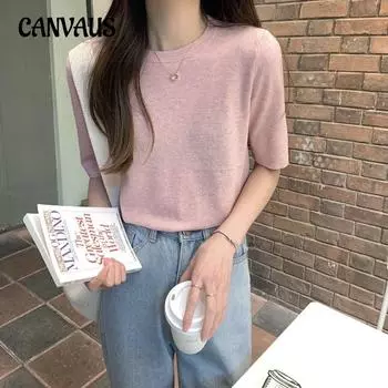 Футболка с круглым вырезом и короткими рукавами, женская трикотажная рубашка, летняя рубашка с внутренней нижней частью, свободная рубашка, топы One Size чёрный