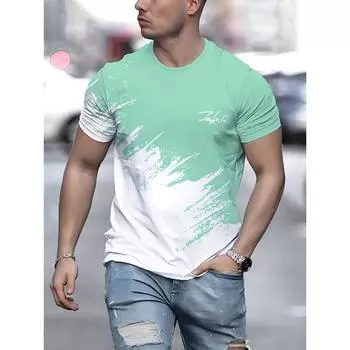 Футболка с круглым вырезом и короткими рукавами с 3D-принтом для мужчин, повседневный свитер для активного отдыха, уличная одежда, спортивная одежда, футболка S