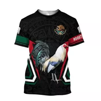 Футболка с круглым вырезом и принтом Fighting Rooster 3D, мужская повседневная футболка с коротким рукавом, модная уличная одежда в стиле Харадзюку унисекс S