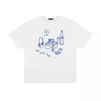 Футболка с круглым вырезом и принтом Fun and Happy Time для мужчин и женщин в стиле ретро, летняя модная тенденция, повседневная свободная уличная одежда, удобный топ с короткими рукавами для пар M белый