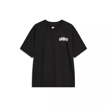 Футболка с круглым вырезом и принтом Li Ning Badfive Seven Cities Collaboration, мужские топы, черная, AHST769-3 XL
